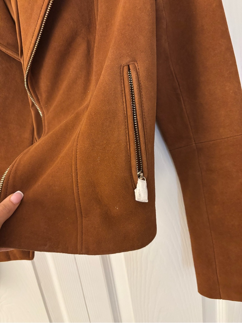 Intermix Exclusive Goat Suede Moto Jacket in Brown NWT 🤎 - Picture 7 of 10